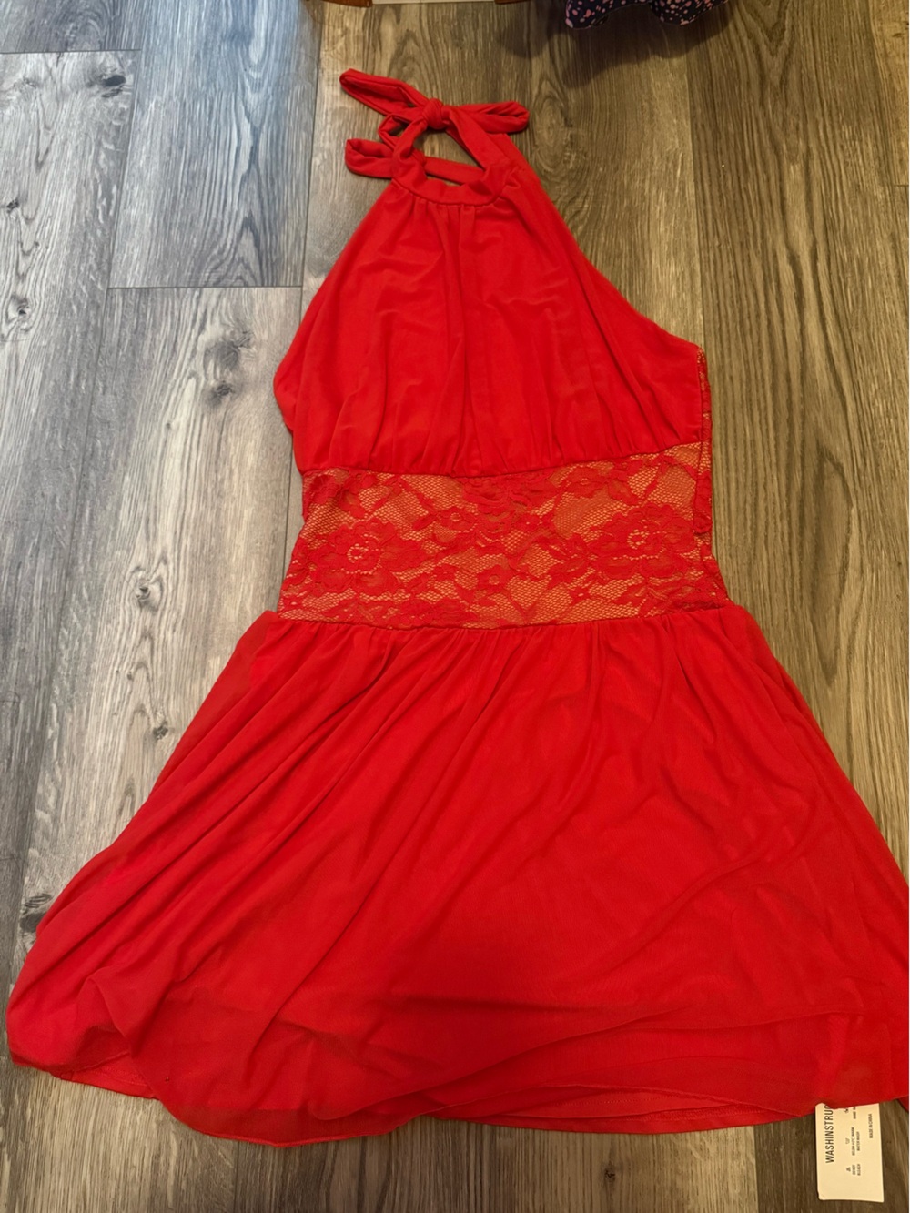 Halter Lace Waist Mini Dress in Red - Women